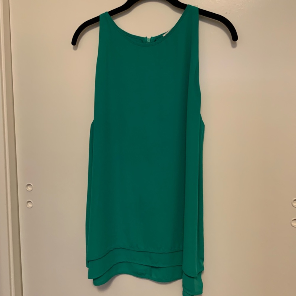 kelly green high neck sleeveless blouse